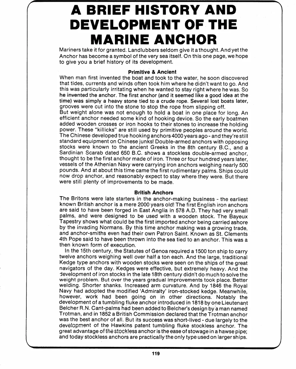 Ancres marines — page 1 du catalogue Dibblee Industries (W.J. Keating, 1940–)