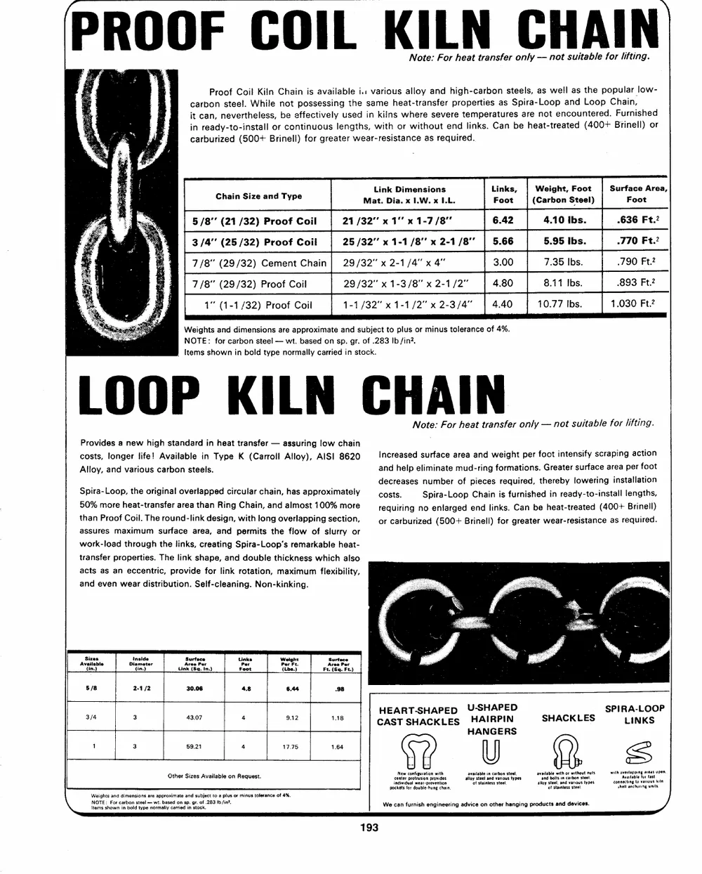 Chaînes de four — page 1 du catalogue Dibblee Industries (W.J. Keating, 1940–)