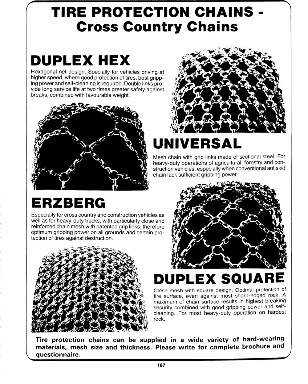 Chaînes pour pneus — page 1 du catalogue Dibblee Industries (W.J. Keating, 1940–)